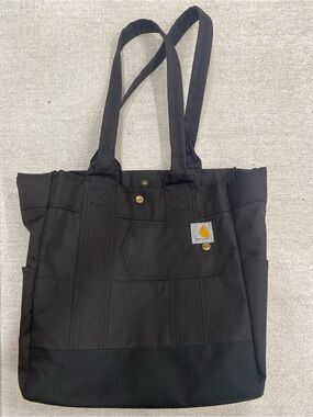 Carhartt Black Canvas Work Tote with Brass Accents